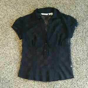 SALE: Zara | Sheer Black Lace Top